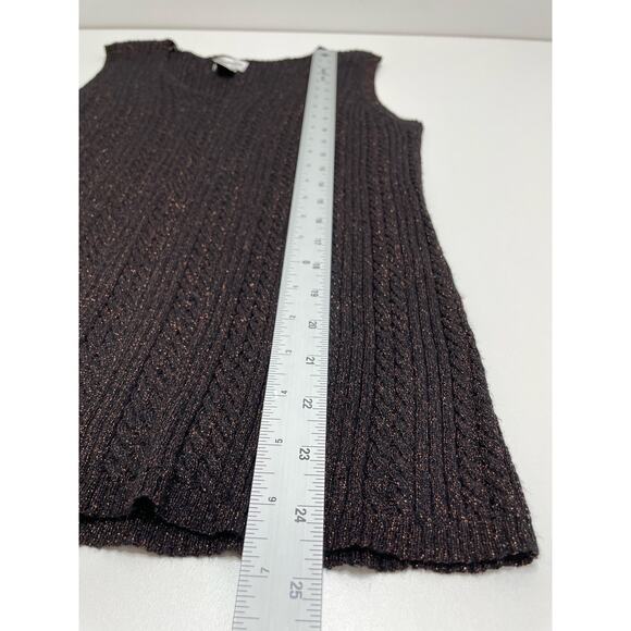 Chico's Sleeveless Ribbed Knit V Neck Tank Sweater Pullover Brown Women Size 2 M - Picture 6 of 7